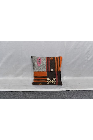 Zehra Abla Halı Yeni El Dokuma Patchwork Kırkyama Dekoratif Kilim Kırlent Yastık Kılıfı 6813 Çok Renkli