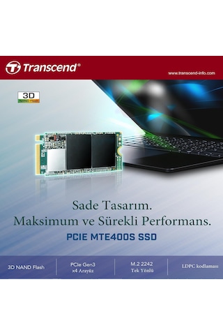 Transcend TS2TMTE400S 2 TB M.2 2242 PCIE Gen 3x4 Nvme 3D TLC SSD Hard Disk