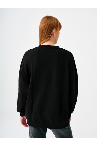 Oversize Fit Kadın Sweatshirt Siyah