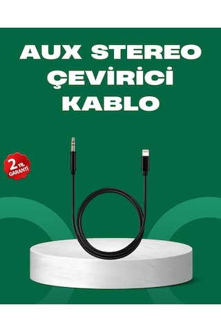 Lightning To 3.5mm Aux Ses Dönüştürücü Kablo 1 Metre Stereo Uyumlu Standart