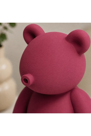 Dekoratif Ayı Biblo 24 Cm 3d Baskı Pembe Mor Vişne Modern Ev Dekoru Bordo