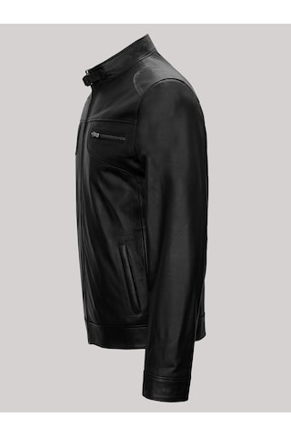 Hakiki Kuzu Derisi Fermuarlı Erkek Deri Mont Siyah Siyah