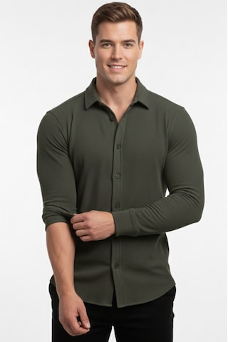 Deepsea Haki Slim Fit Örme Kumaş Likralı Erkek Gömlek Nefes Alan Esnek Ve Modern Tasarım 2602604 Haki