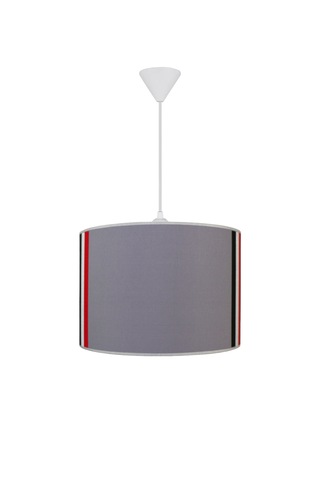 Silindir Kumaş Avize Sarkıt - Siyah Beyaz Kırmızı Şeritli Gri