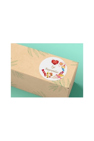 İyi Bayramlar Sticker Şeker Etiketi Kırmızı Renk Ramazan Kurban 4 Cm - 40 Adet Çok Renkli