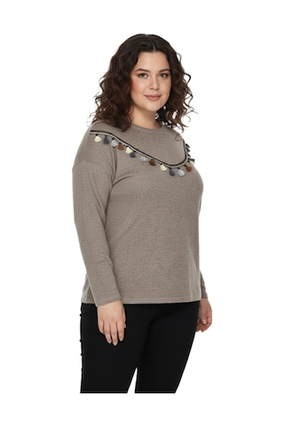 Wearon Kadın Yumoş Önü Püsküllü Modelli Bluz Bgl-st05142 VİZON
