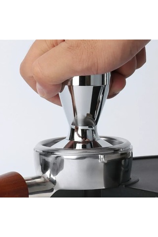 Yifomall 51mm Paslanmaz Çelik Kahve Tamperı, Ev Kullanıma Uygun, Ayarlanabilir, Katı Gövde, Espresso Dolgu Aracı Gümüş