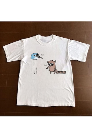 Startmore Beyaz Regular Show T-shirt Beyaz Oversize Tişört Unisex