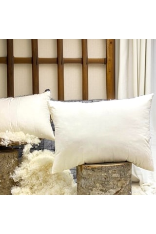 %100 Merinos Boncuk Kuzu Yünü Dolgulu Yastık 50 X 70 Cm Ebat 1000 Gr Orta Sertlik Koruyucu Hediyeli Beyaz