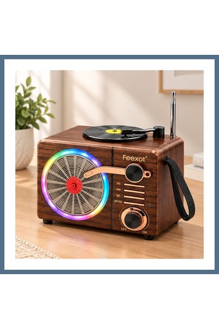 Buradabulabilirsin Işıklı Retro Bluetooth Fm Radyo Hoparlör - Usb & Type-c Şarjlı Bbz