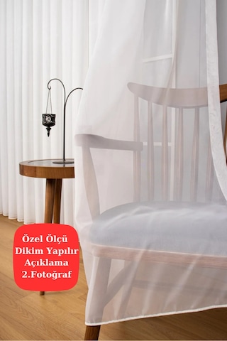 İpek Krep Düz Sade Şık Tül Perde Sık Pile Kırık Beyaz