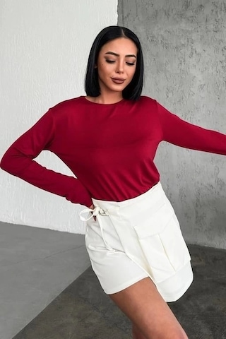 Urfakent Rahat Ve Şık Uzun Kollu Bisiklet Yaka Likralı Viskon Penye Body Bordo