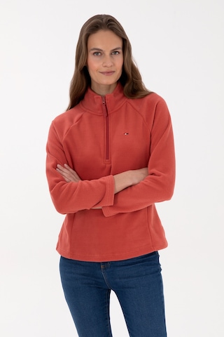 U.S. Polo Assn. Kadın Kiremit Fermuarlı Dik Yaka Polar Sweatshirt 50316714-VR026