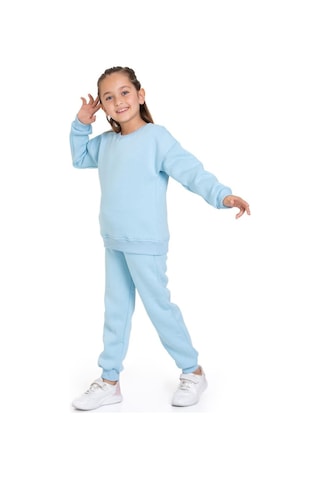 Üç İplik Cepli Bisiklet Yaka Alt Üst Takım Mavi