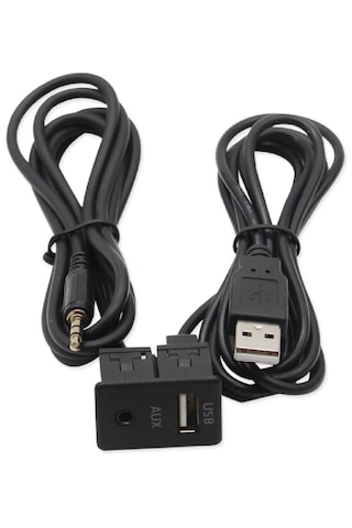 Araç İçi Kontrol Paneli Usb 3.5mm Dişi Erkek Uzatma Aux Kablosu