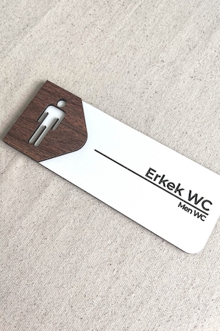 Erkek Wc Kapı Tabelası Tuvalet Yönlendirme Levhası 19x7 Cm Çift Katmanlı - Kl-wc527