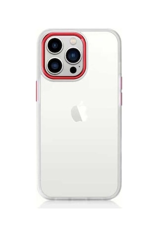Apple Uyumlu iPhone 12 Pro Kılıf Zore Krom Kapak Kırmızı