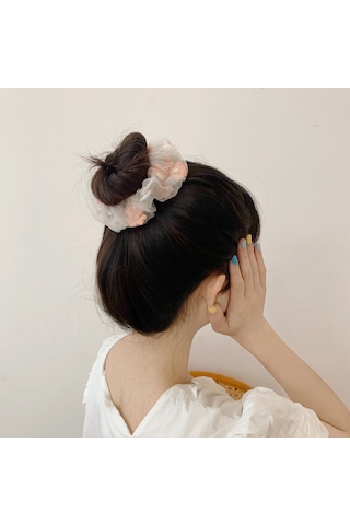 Fransız Peri Mesh Scrunchies Elastik Scrunchy Kalın Bağırsak Saç Halkaları Kızlar İçin Saç Aksesuarları Blue
