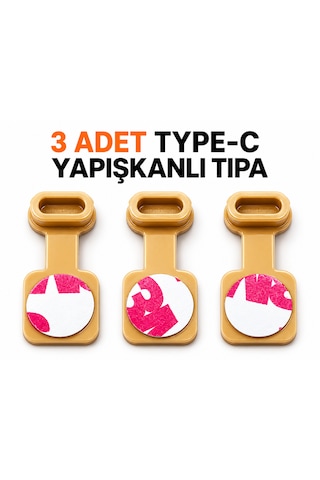 Krem Renk Type-c Toz Önleyici Tıpa Kaliteli Yapışkanlı Port Koruyucu Esnek 3 Adet