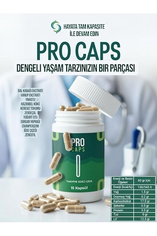 1 Kutu Bitkisel Takviye Edici Gıda Pro Caps 15 Li Procaps