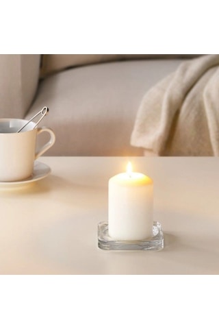 Ikea Lättnad Cam Kaplı Kokulu Mum 6,8 X 10 Cm Kokusuz Beyaz