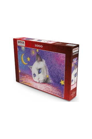Nova 1000 Parça Puzzle - Yıldızların Altında - Beyaz Kedi