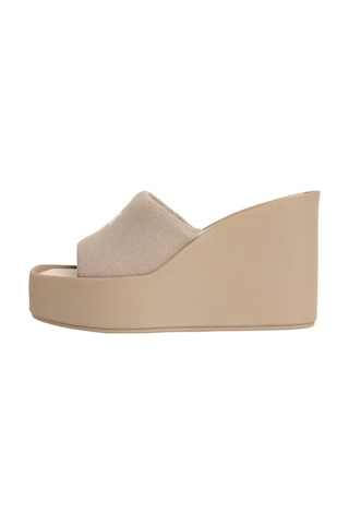 Calvin Klein Kadın Kanvas Bej Platform Topuklu Sandalet-15176