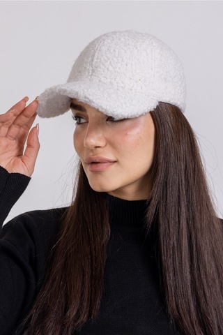 Ladycolor Şapka Peluş Ponpon Kumaş Beyaz Beyaz