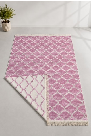 Kilim Paspas Çok Amaçlı Halı Makinede Yıkanabilir Toz Yapmaz Pembe 5