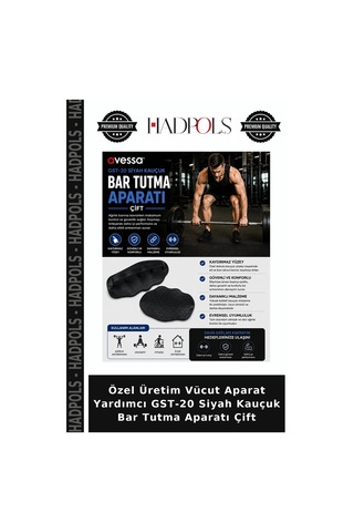 Özel Üretim Vücut Aparat Yardımcı Gst-20 Siyah Kauçuk Bar Tutma Aparatı Çift