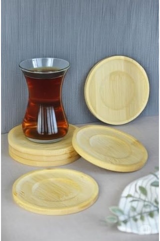 Bambu Serisi 10 Cm Genişlikte Yuvarlak 6&apos Lı Çay Bardağı Altlığı 1