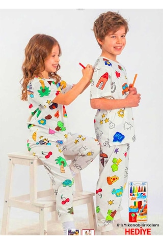 Boyanabilir Pijama Yıkanabilir Kalem Hediyeli 7-8 Yaş