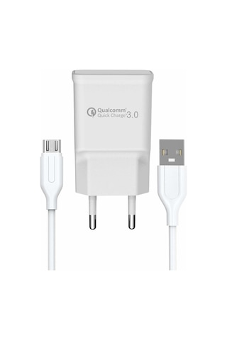 Yetty Fast Charger 3.0 A Qualcomm Adaptör + 1m Micro Usb Kablo Beyaz Yt-40m Yerli Üretim