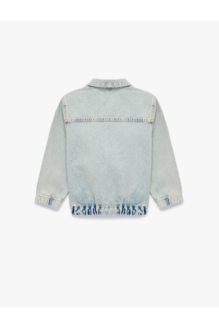 Koton Uzun Kollu Cepli Pamuklu Oversize Kapşonlu Denim Ceket Açık İndigo 6skb20001td Açık İndigo