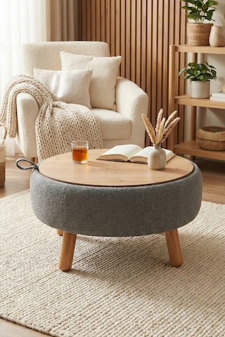 İrina Sandıklı Mekanizmalı Orta Sehpa/bench, Gri