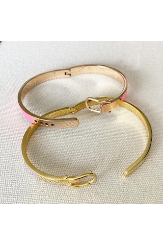 Mineli Rose Gold İkili Çelik Kelepçe Çok Renkli