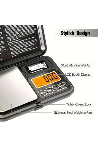 Fastbuy Wangxi Siyah Mutfak Tartısı 200g - 0,01g Hassasiyetli Kalibrasyon Siyah