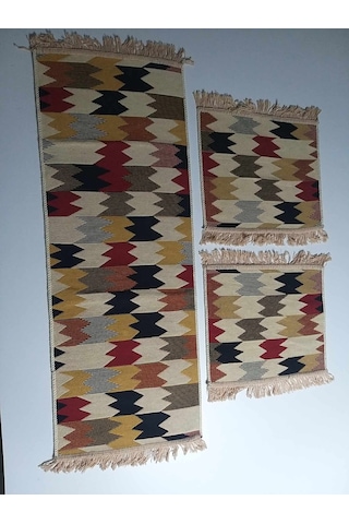 Oto Koltuk Kilim 3 Parça Araba Takımı Çok Renkli