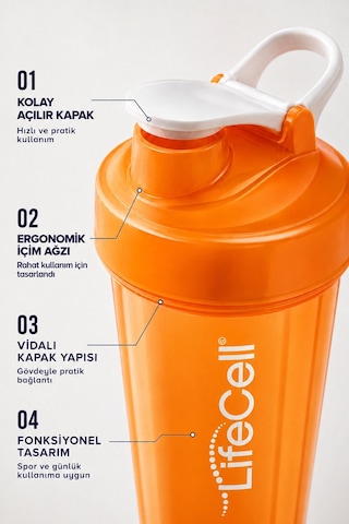 Smart Shaker 550 Ml Toz Hazneli Turuncu