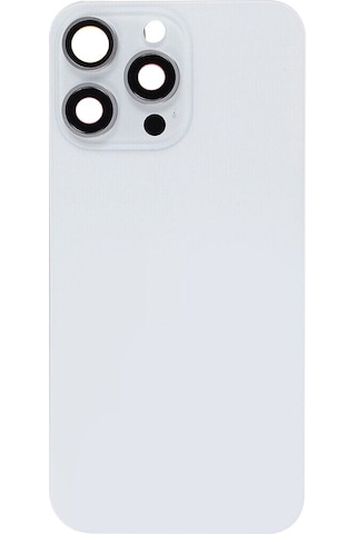 Pazly Apple Uyumlu iPhone 15 Pro Max Cam Pil Arka Kapak, Flaş Braketi + Kablosuz Şarj Beyaz