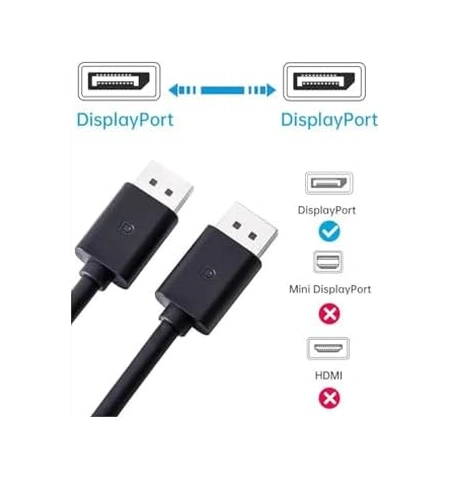 Dp2 Display To Display Kablo 4k 60hz 1.2 V 1.8m - 4k Displayport Kablosu, Erkek-erkek Ekran Bağlantı Nokta Kablosu Dizüstü Masaüstü Monitör İçin Uyumlu