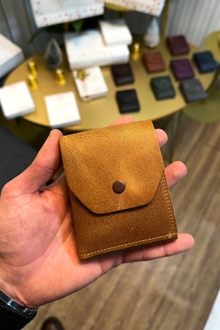 Cüzcan Signum Hakiki Deri Minimalist Katlamalı Cüzdan - Para Portföyü Antik Taba