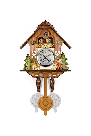 İskandinav Guguklu Saat Duvar Saati Yaratıcı Ahşap Saat Dıy Özel Oturma Odası Duvar Asılı Amazon Pop 001 Renkli