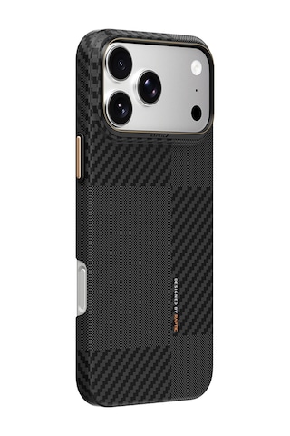 Apple iPhone 18 Pro Max Kılıf M-safe Uyumlu 600d Raptic Aramid Fiber Karbon Geotik Serisi Kapak Siyah