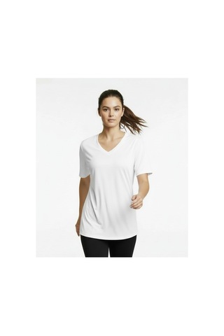 Lyvean V Yaka Oversıze Kısa Kollu Tshirt Beyaz