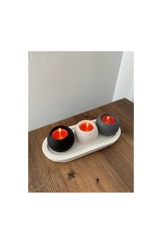 Mumluk Seti Özel Tasarım Beyaz Standlı Mumluk 3 Renk Şık Ve Minimalist Tasarım Mumlar Hediye Renkli