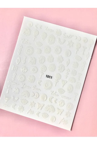 Beyaz Gotik Stil Tırnak Sticker Tırnak Etiketi Nail Art Jo-1011