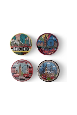 Londra Magnet Set 1 - 4'lü Buzdolabı Magnet London Karışık Renkli