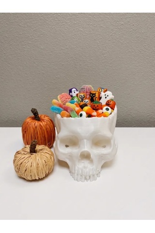 Halloween Cadılar Bayramı Dekoratif Kuru Kafa Şekerlik Kase Masa Üstü Dekor