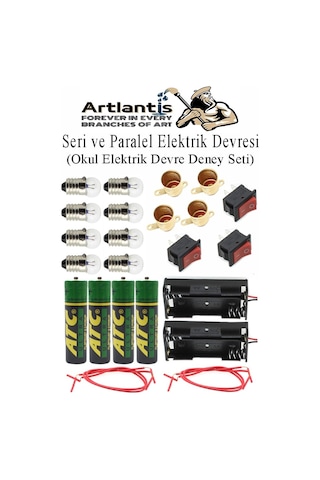 Seri Ve Paralel Basit Elektrik Devresi 1 Paket Deney Seti Sarı Mini Duy 4 Adet Mini Ampul 8 Adet Anahtar İş Eğitimi Seti